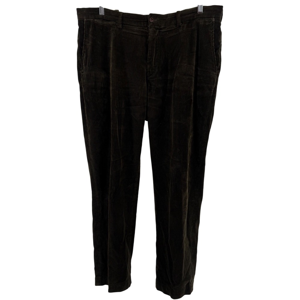 Polo Ralph Lauren Preston Pant Mens 38x32 Olive Green Cotton Corduroy Trousers